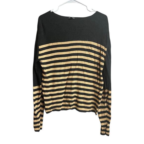 Who What Wear Sweaters - Who What Wear Beige Black Striped Sweater Large Long Sleeves